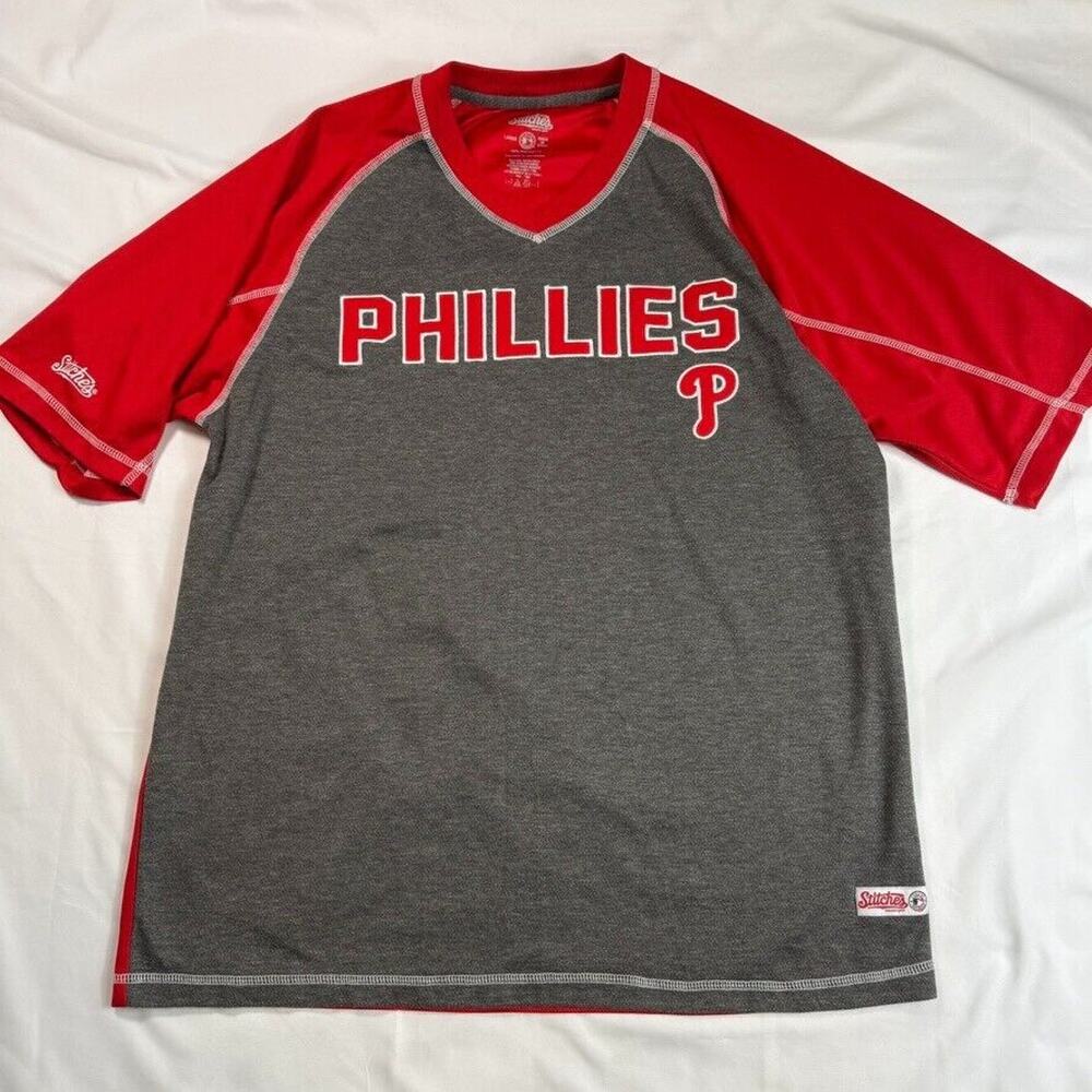 Philadelphia Phillies Stitches T-shirt Jersey Adult Large Red Gray